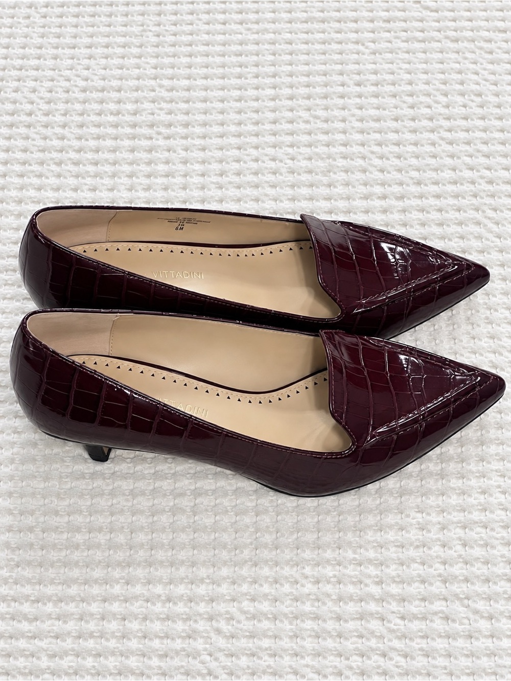 Adrienne Vittadini Burgundy Croc-Embossed Pointed Heel